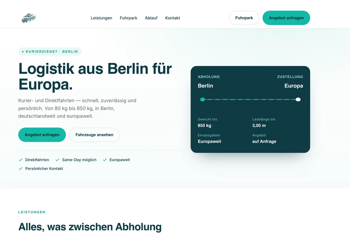 Website von UFO Transport